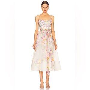 Zimmermann natura linen-silk corset midi dress - NWT